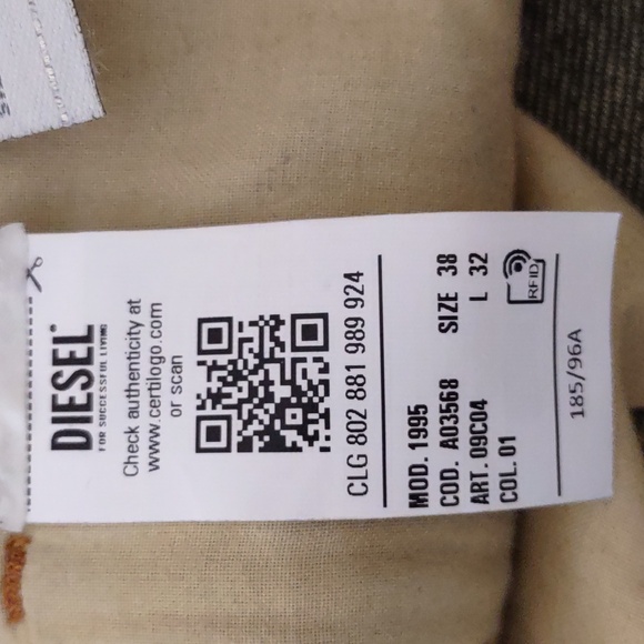 Diesel Size 38 Slim Fit Mid Waist Straight Leg 1995 Jeans 09C04 - Picture 4 of 15